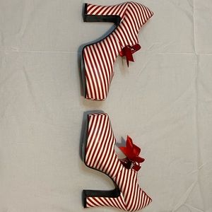 Candy cane christmas unique striped bow red